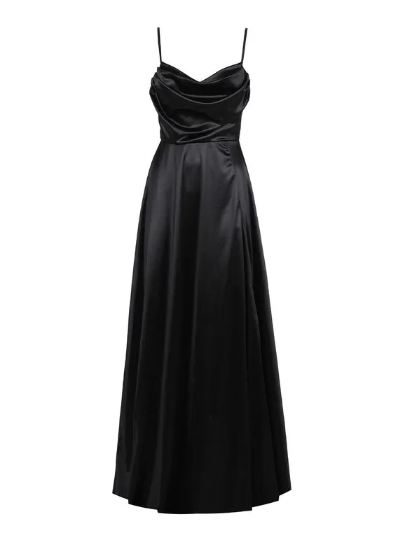 Solada Vestido de noche largo para mujer con abertura y escote cascada
