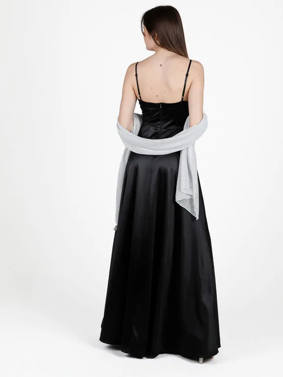 Solada Vestido de noche largo para mujer con abertura y escote cascada